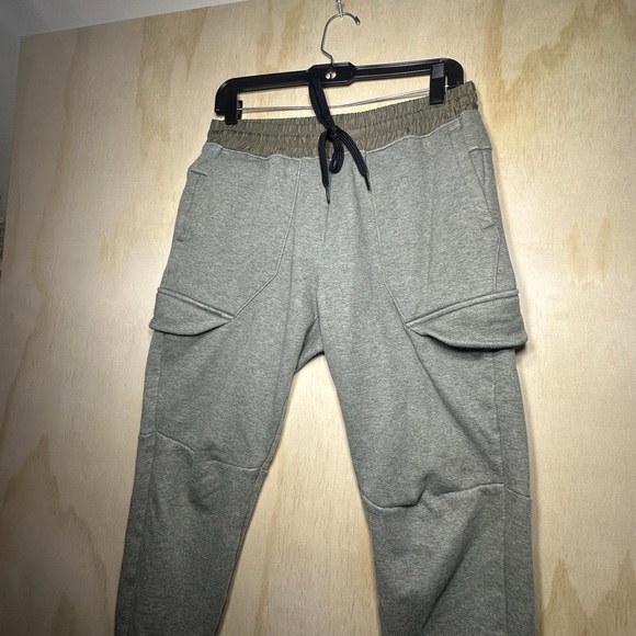 FLX Light Gray Cargo Pants with Elastic Waistband and Tapered Legs - Picture 3 of 11